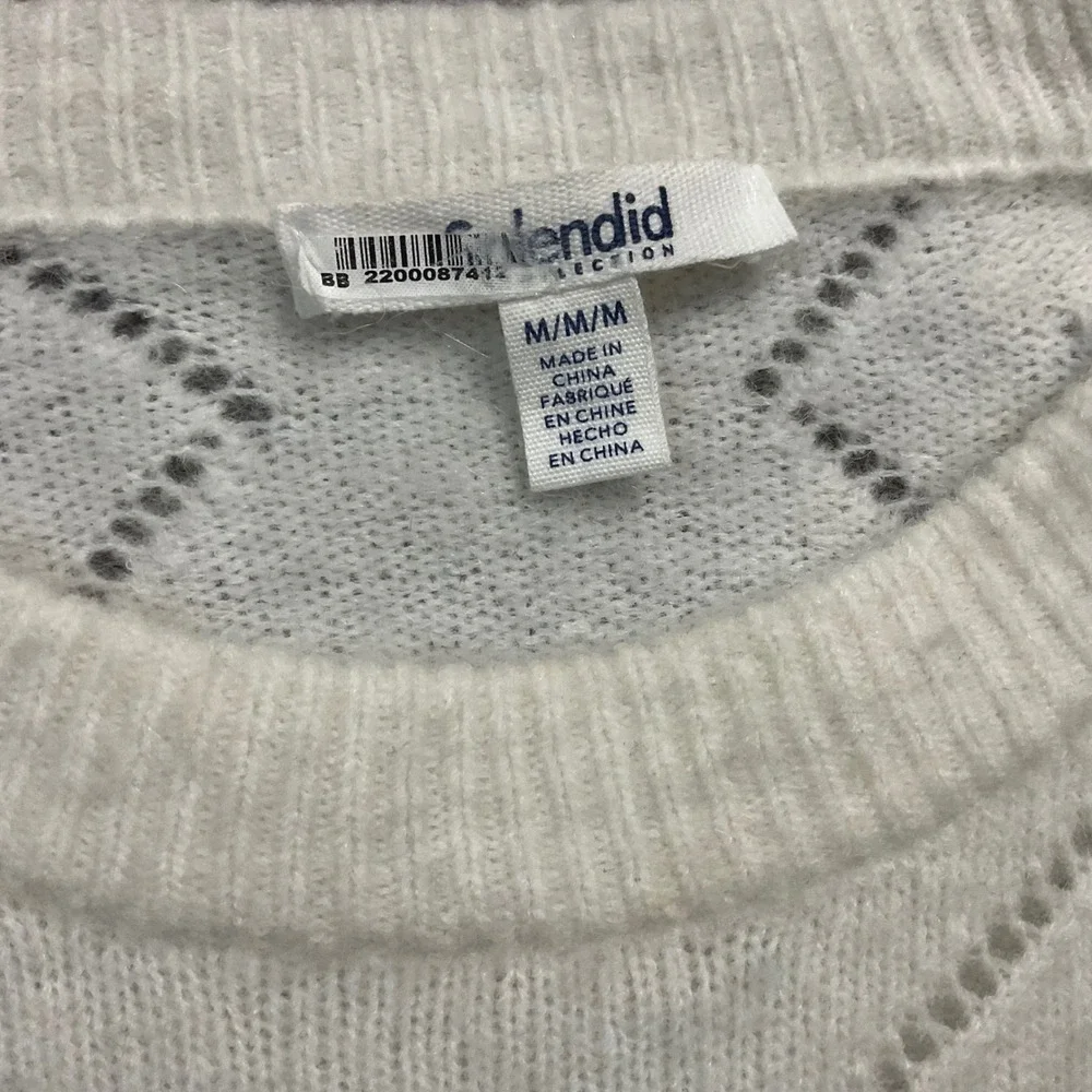 Splendid Julia Diamond Pointelle Wool Alpaca Blend Sweater Womens Medium Ivory - Picture 6 of 10